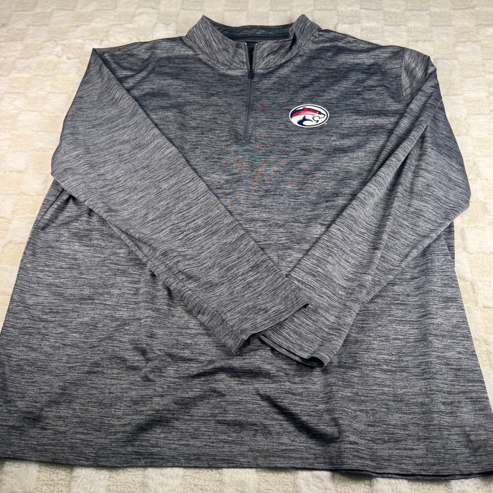 Colosseum University of Houston Cougars Mens XXL Quarter Zip Pullover Grey
